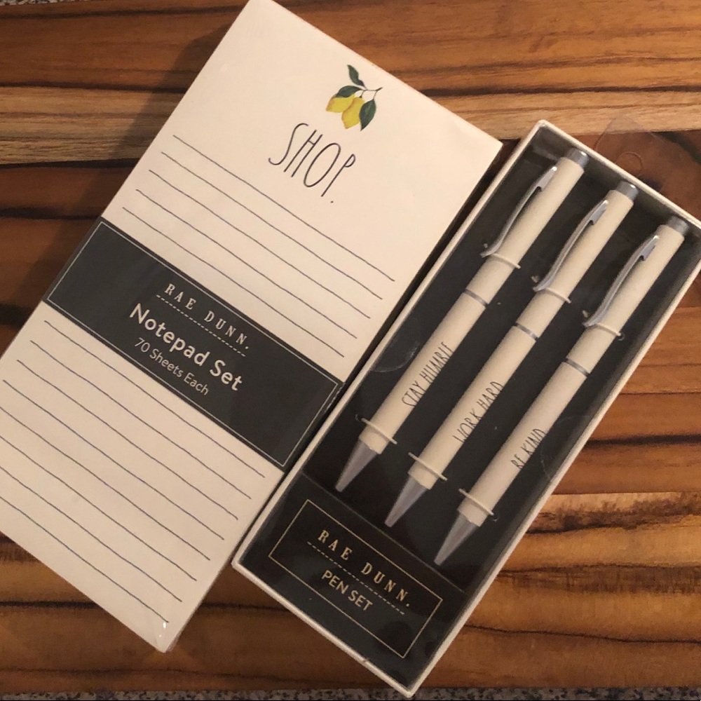 NWT Rae Dunn Pen Set + Notepad Set